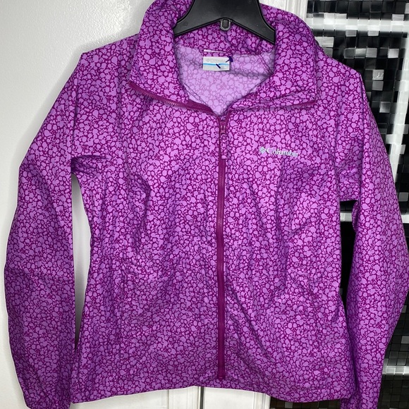 Columbia Jackets & Blazers - 💕 Columbia pink purple rain jacket hooded windbreaker sz Medium nwot 💕